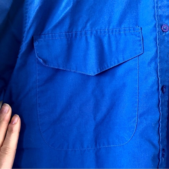 DVF Diane Von Furstenburg Bright Blue Button Down Collared Shirt Size Medium - Picture 3 of 6